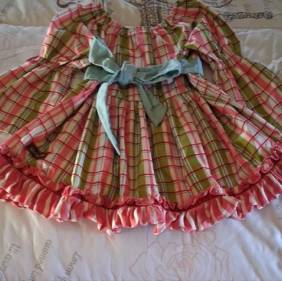 Plaid "Matilda Jane" Ruffle Dress with Bell Sleeves. Sz. 2 - Picture 4 of 5